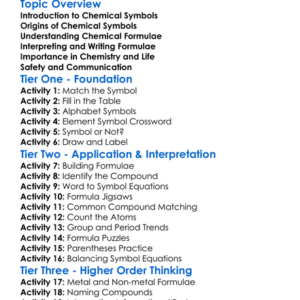 Chemical Symbols And Formulae Worksheet Activity Booklet