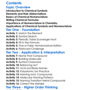 Chemical Symbols And Nomenclature Worksheet Activity Booklet