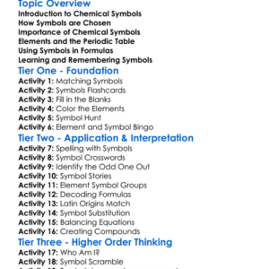 Chemical Symbols Worksheet Activity Booklet