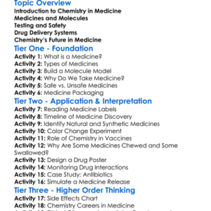 Chemistry In Medicine Worksheet Activity Booklet