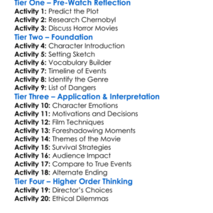 Chernobyl Diaries 2012 Worksheet Activity Booklet
