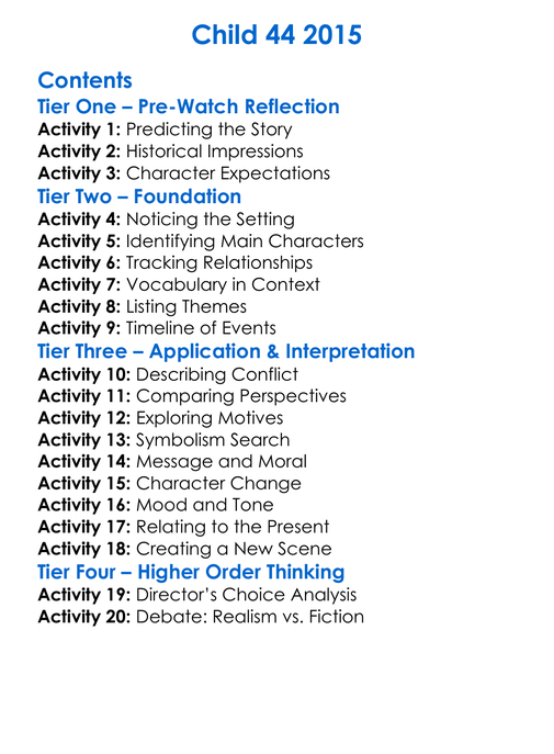 Child 44 2015 Worksheet Activity Booklet