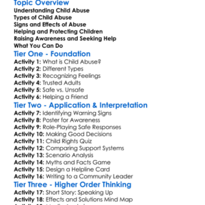 Child Abuse Awareness Worksheet Activity Booklet