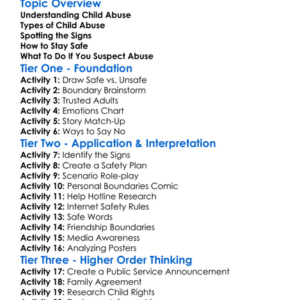 Child Abuse Prevention Worksheet Activity Booklet