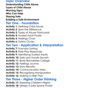 Child Abuse Worksheet Activity Booklet