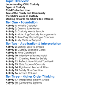 Child Custody And Protection Worksheet Activity Booklet