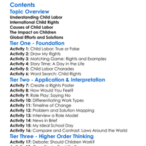 Child Labor And International Child Rights Worksheet Activity Booklet