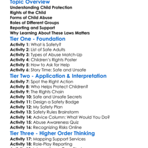 Child Protection Law Worksheet Activity Booklet