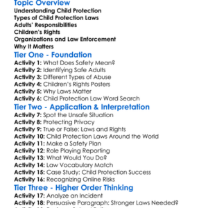 Child Protection Laws Worksheet Activity Booklet