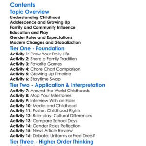 Childhood And Adolescence In Different Cultures Worksheet Activity Booklet