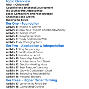 Childhood And Adolescence Worksheet Activity Booklet