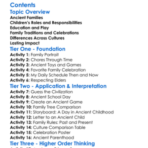 Childhood And Family Life In Ancient Times Worksheet Activity Booklet