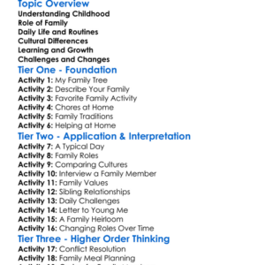 Childhood And Family Life Worksheet Activity Booklet