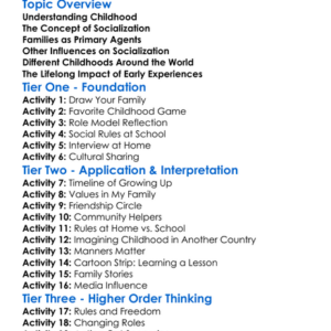 Childhood And Socialization Worksheet Activity Booklet