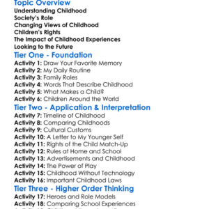 Childhood In Society Worksheet Activity Booklet