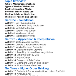 Children And Media Consumption Worksheet Activity Booklet