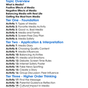 Children And Media Impact Worksheet Activity Booklet