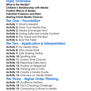 Children And The Media Worksheet Activity Booklet
