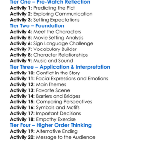 Children Of A Lesser God 1986 Worksheet Activity Booklet