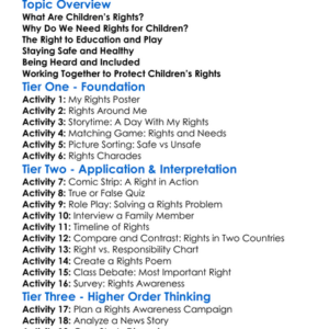 Childrens Rights Worksheet Activity Booklet