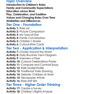 Childrens Roles In Different Cultures Worksheet Activity Booklet