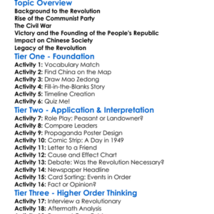 Chinese Communist Revolution Worksheet Activity Booklet