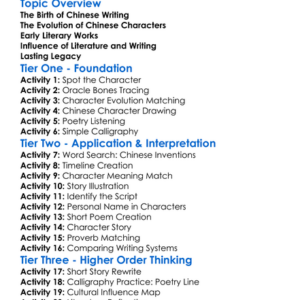 Chinese Writing And Early Literature Worksheet Activity Booklet