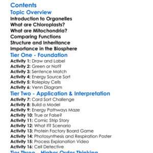Chloroplast And Mitochondria Comparison Worksheet Activity Booklet