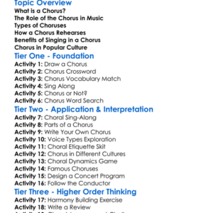 Chorus Worksheet Activity Booklet
