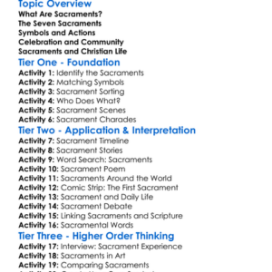 Christian Sacraments Worksheet Activity Booklet