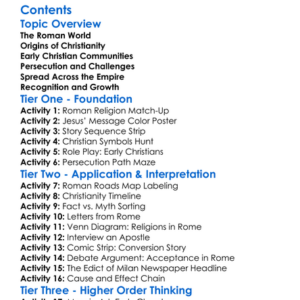 Christianity Origins And Spread In Rome Worksheet Activity Booklet