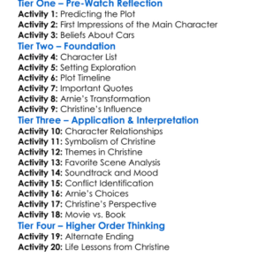Christine 1983 Worksheet Activity Booklet