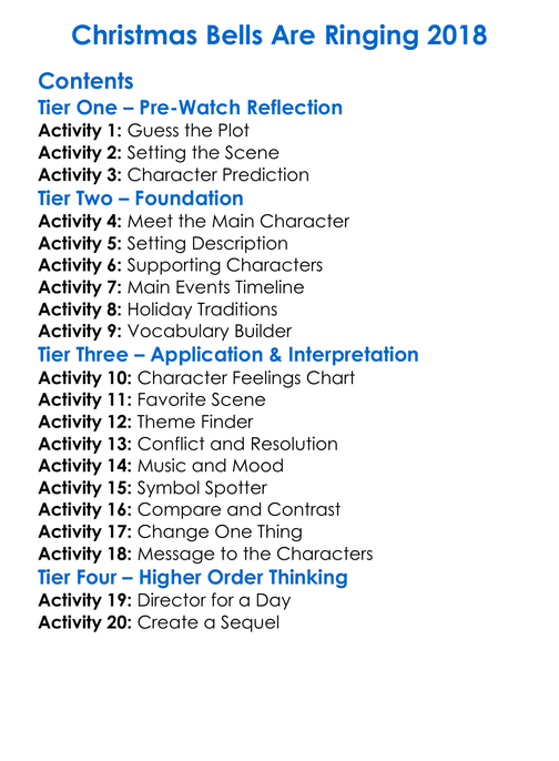 Christmas Bells Are Ringing 2018 Worksheet Activity Booklet