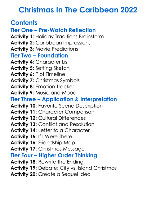 Christmas In The Caribbean 2022 Worksheet Activity Booklet