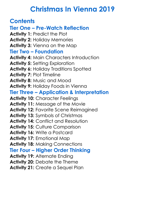Christmas In Vienna 2019 Worksheet Activity Booklet
