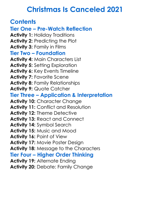 Christmas Is Canceled 2021 Worksheet Activity Booklet