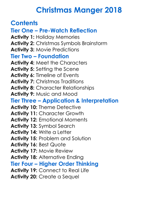 Christmas Manger 2018 Worksheet Activity Booklet