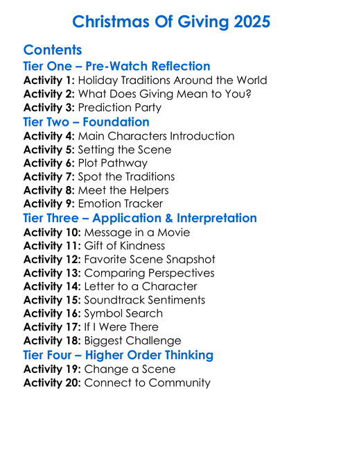 Christmas Of Giving 2025 Worksheet Activity Booklet
