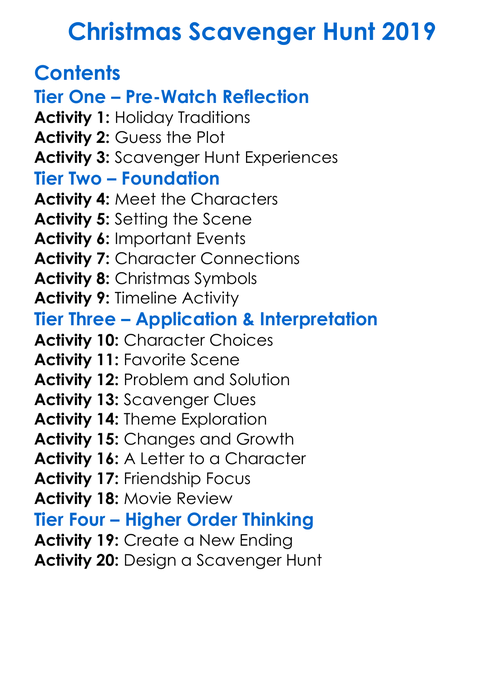 Christmas Scavenger Hunt 2019 Worksheet Activity Booklet