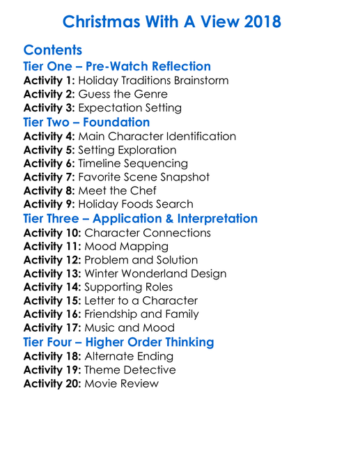Christmas With A View 2018 Worksheet Activity Booklet