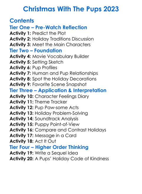 Christmas With The Pups 2023 Worksheet Activity Booklet