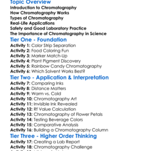 Chromatography Worksheet Activity Booklet