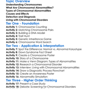 Chromosomal Abnormalities Worksheet Activity Booklet
