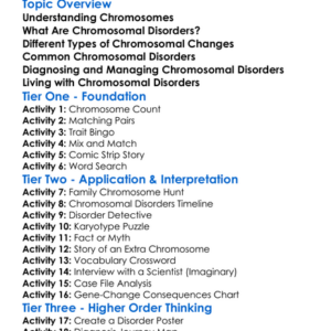 Chromosomal Disorders Worksheet Activity Booklet