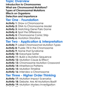 Chromosomal Mutations Worksheet Activity Booklet