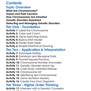 Chromosomes And Genetic Disorders Worksheet Activity Booklet