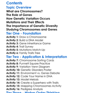 Chromosomes And Genetic Variation Worksheet Activity Booklet