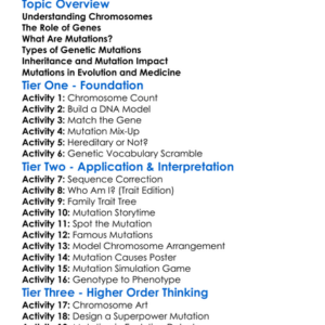 Chromosomes And Mutations Worksheet Activity Booklet