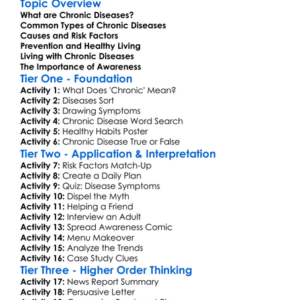 Chronic Diseases Worksheet Activity Booklet