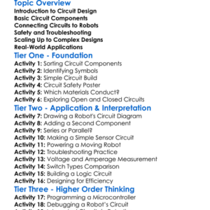 Circuit Design For Robotics Worksheet Activity Booklet